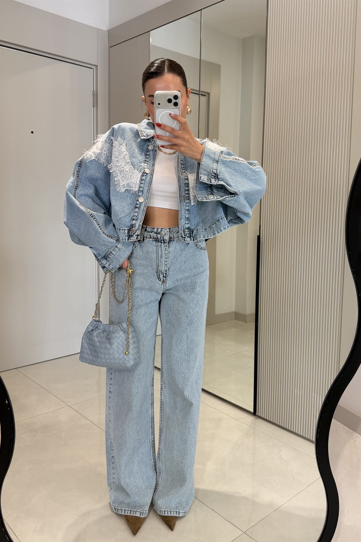 Dobbie Dantel Detaylı Denim Takım