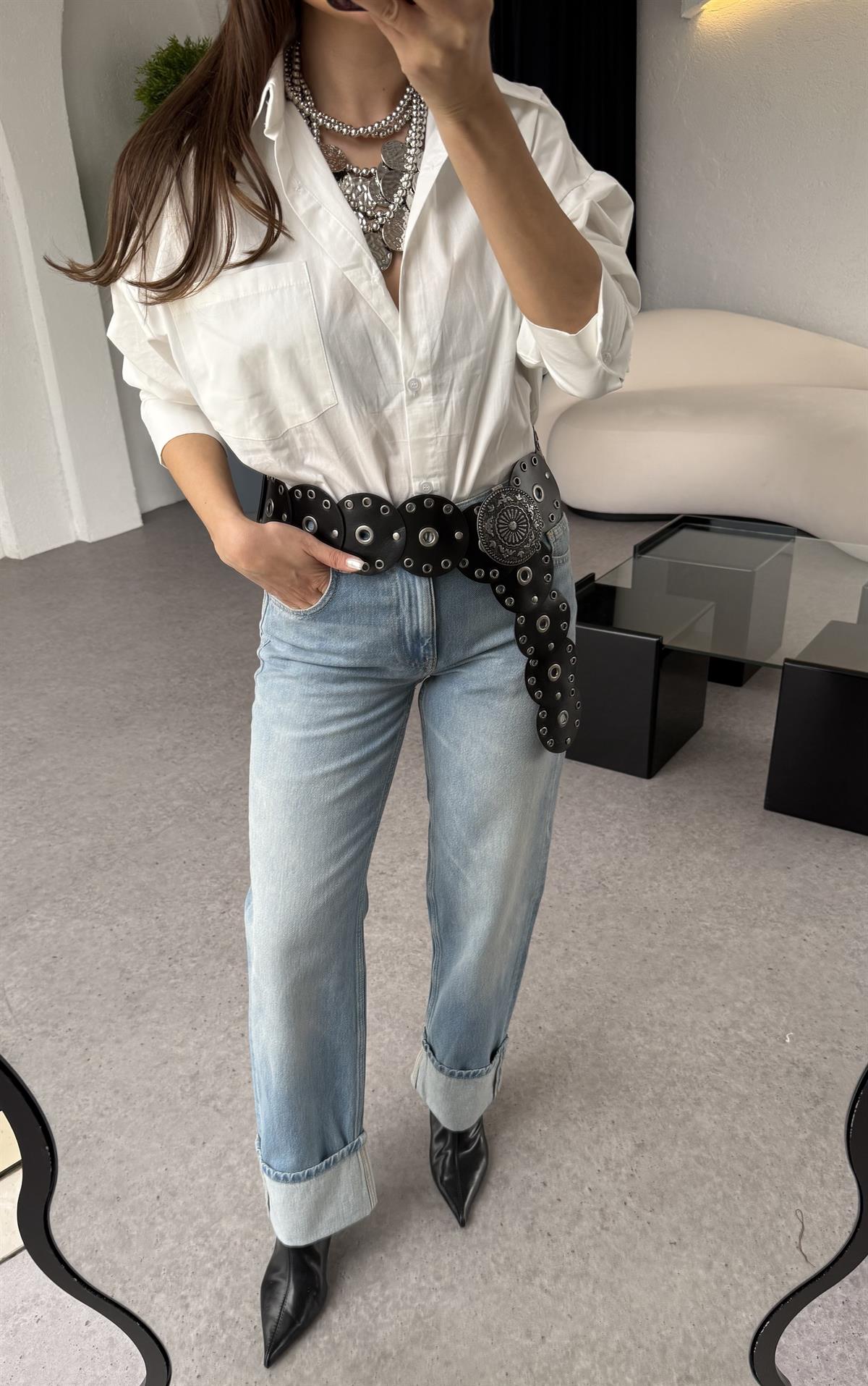 Docpe Paçaları Kıvrık Lightblue Jean 