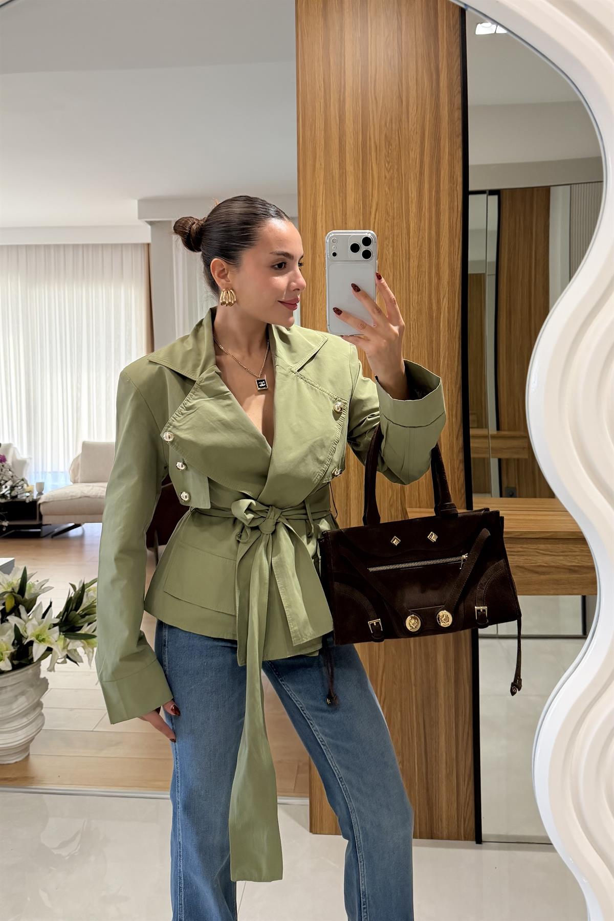 Dolce Haki Vatkalı Trenç