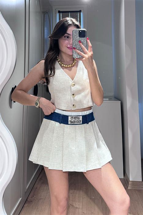 Dolly Kot Karışımlı Keten Şort  Etek