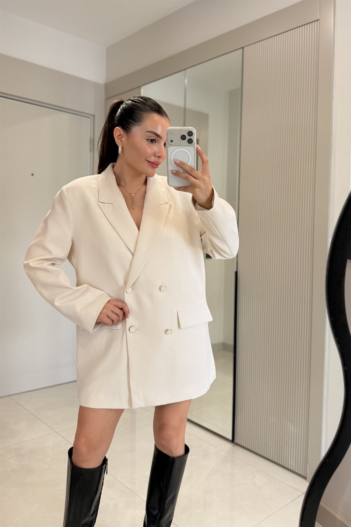 Dranger Bej Oversize Blazer