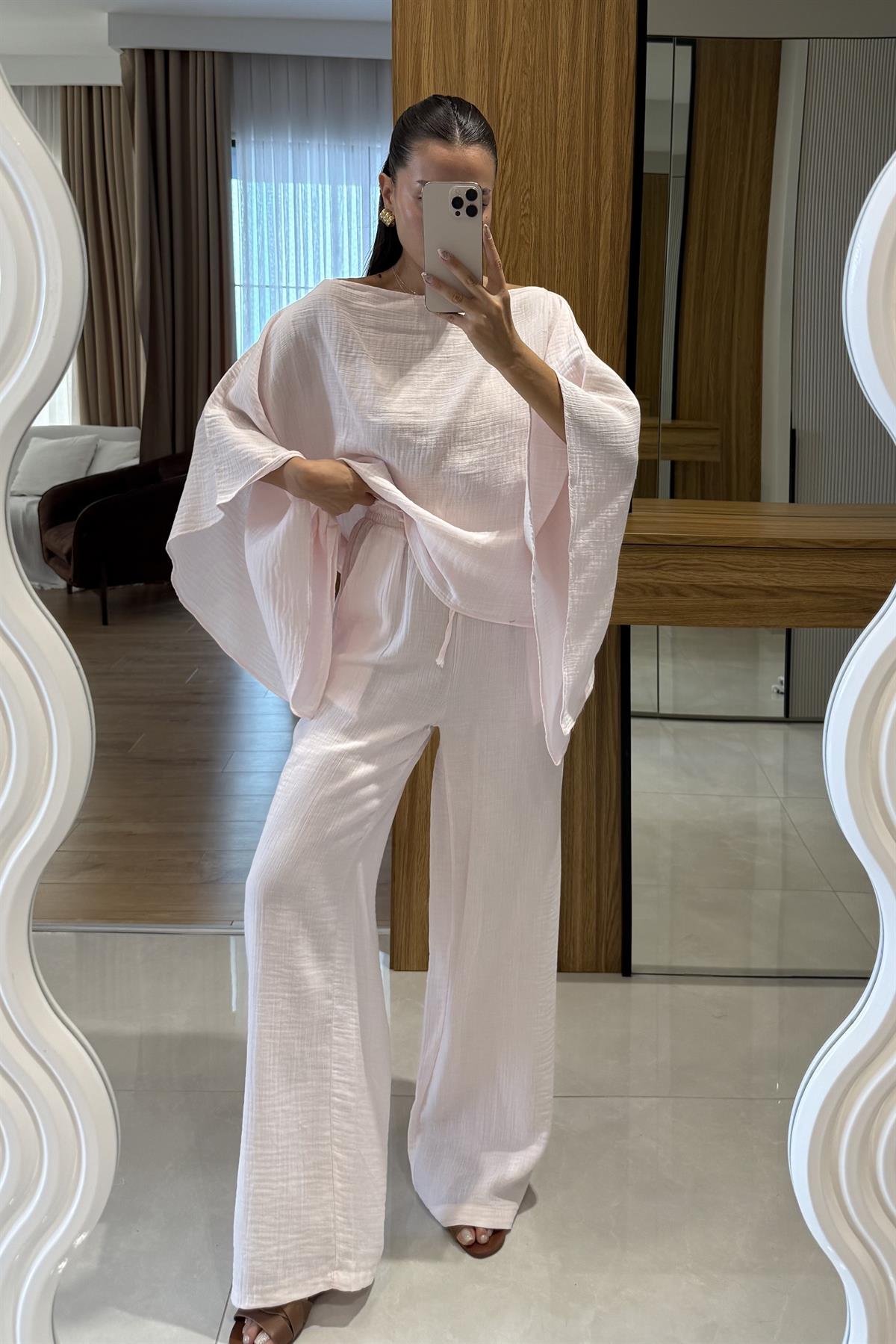 Dubai Pudra Yarasa Kol Müslin Takım