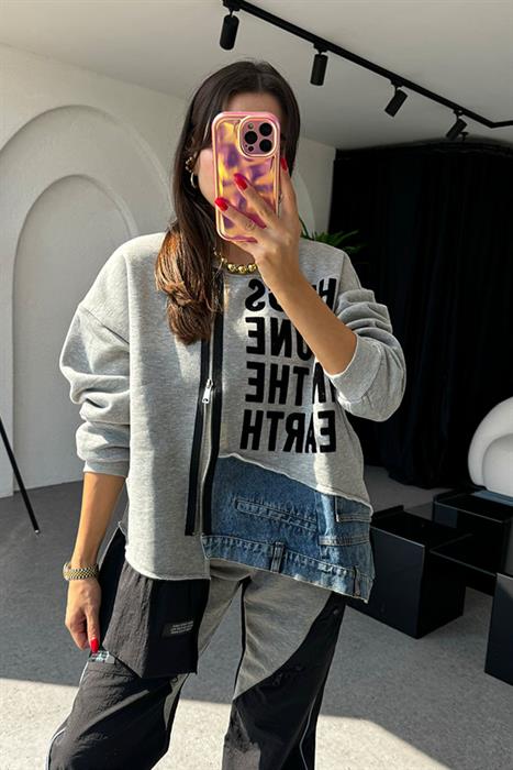 Earth Kot Karışım Tasarım Sweat