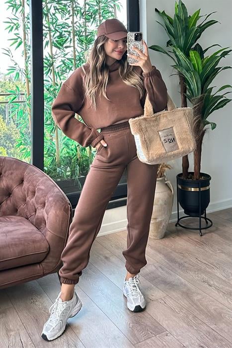 Easy üç iplik şardonlu eşofman takım - Acı kahve