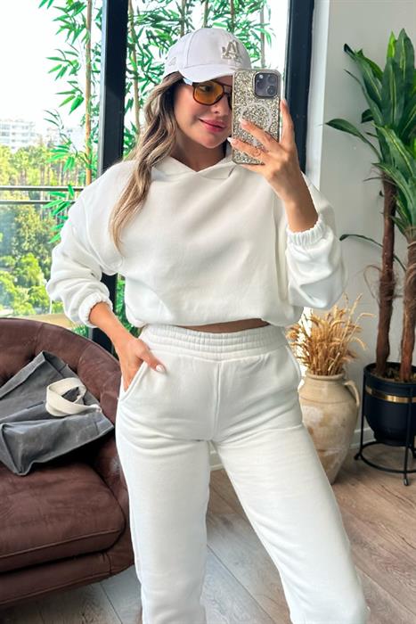 Easy üç iplik şardonlu eşofman takım - Beyaz