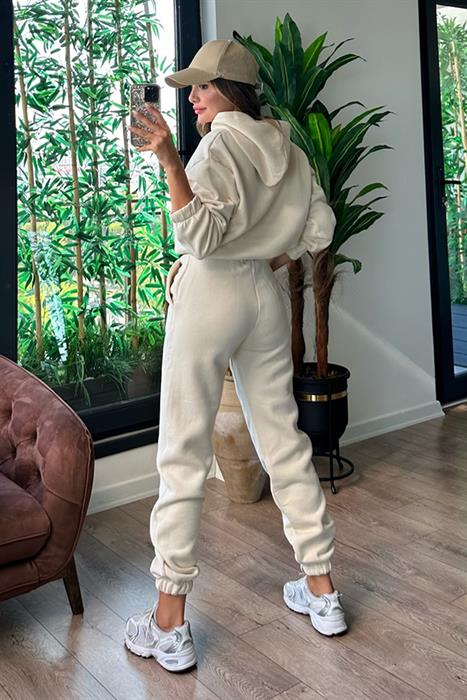 Easy üç iplik şardonlu eşofman takım - Krem