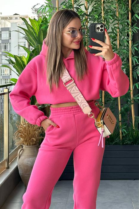 Easy üç iplik şardonlu eşofman takım - Pembe