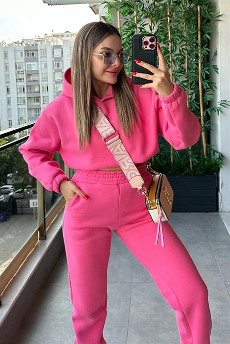 Easy üç iplik şardonlu eşofman takım - Pembe