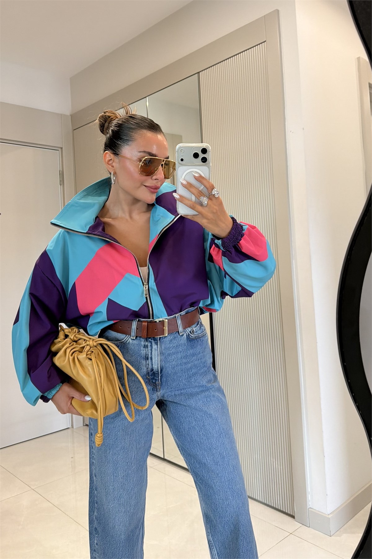 Eightys Renk Bloklu Bomber Ceket