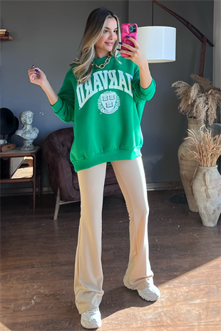 Ekru krep kumaş ispanyol pantolon