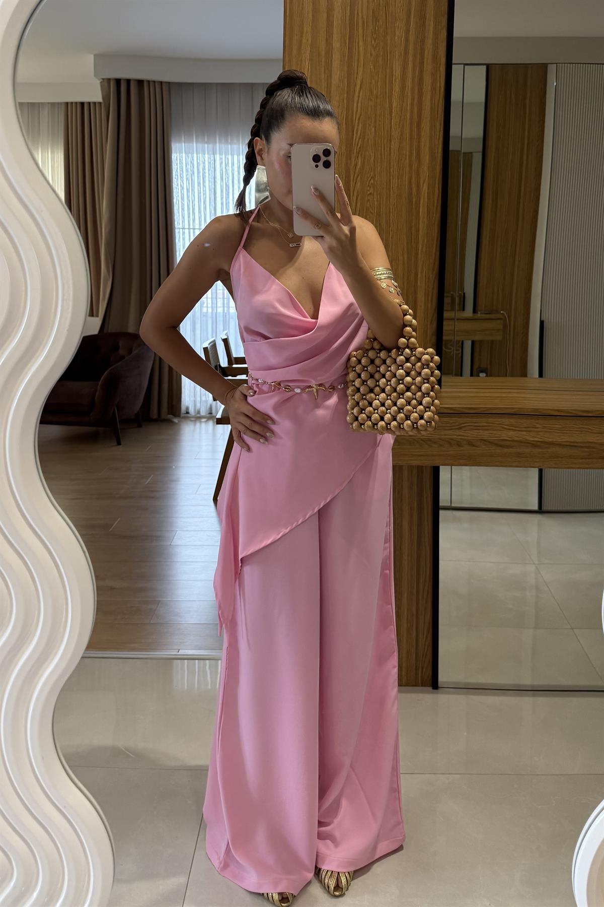 Elabella Pembe Çapraz Drapeli İkili Takım