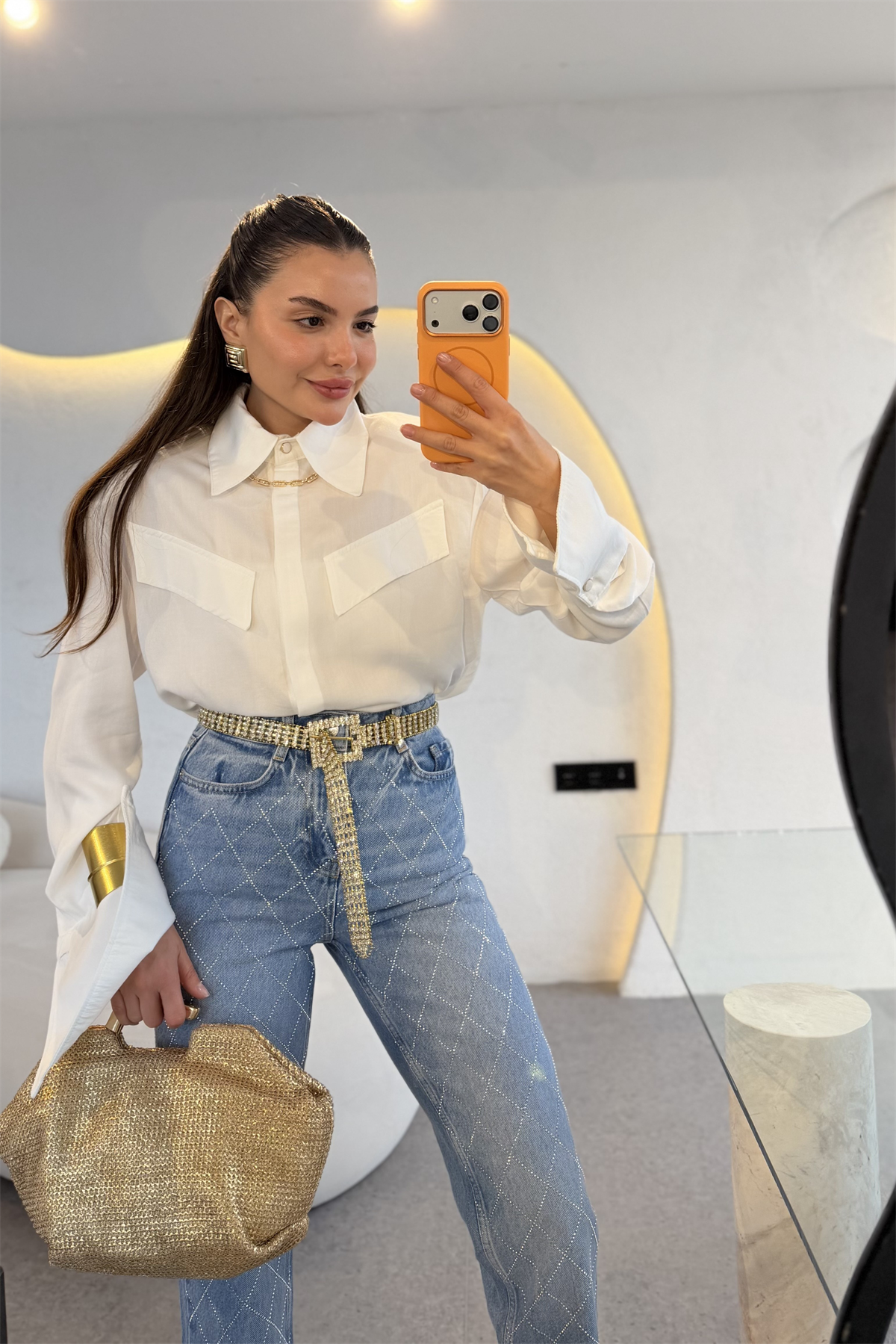 Eldora Beyaz Vatkalı Gömlek