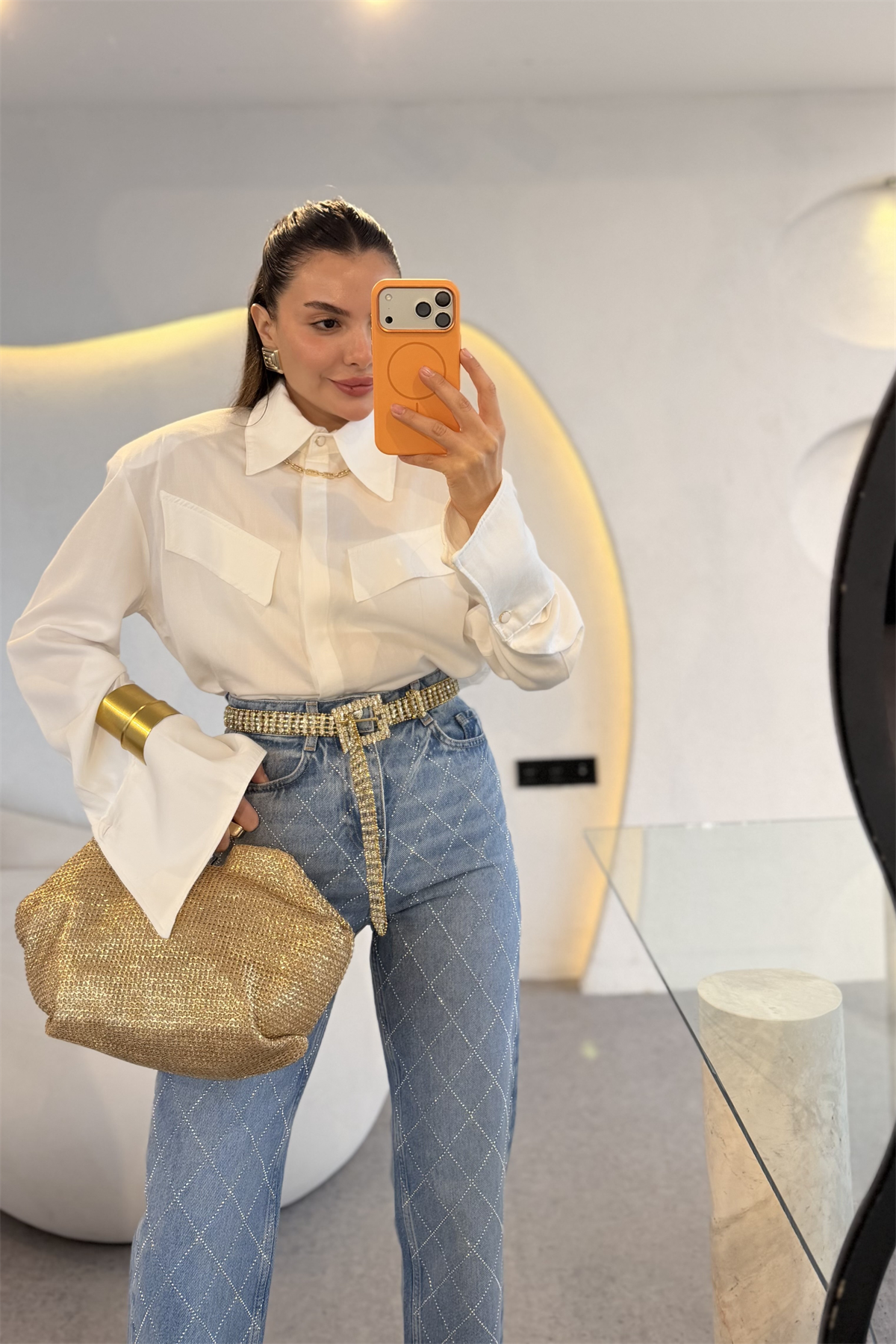 Eldora Beyaz Vatkalı Gömlek