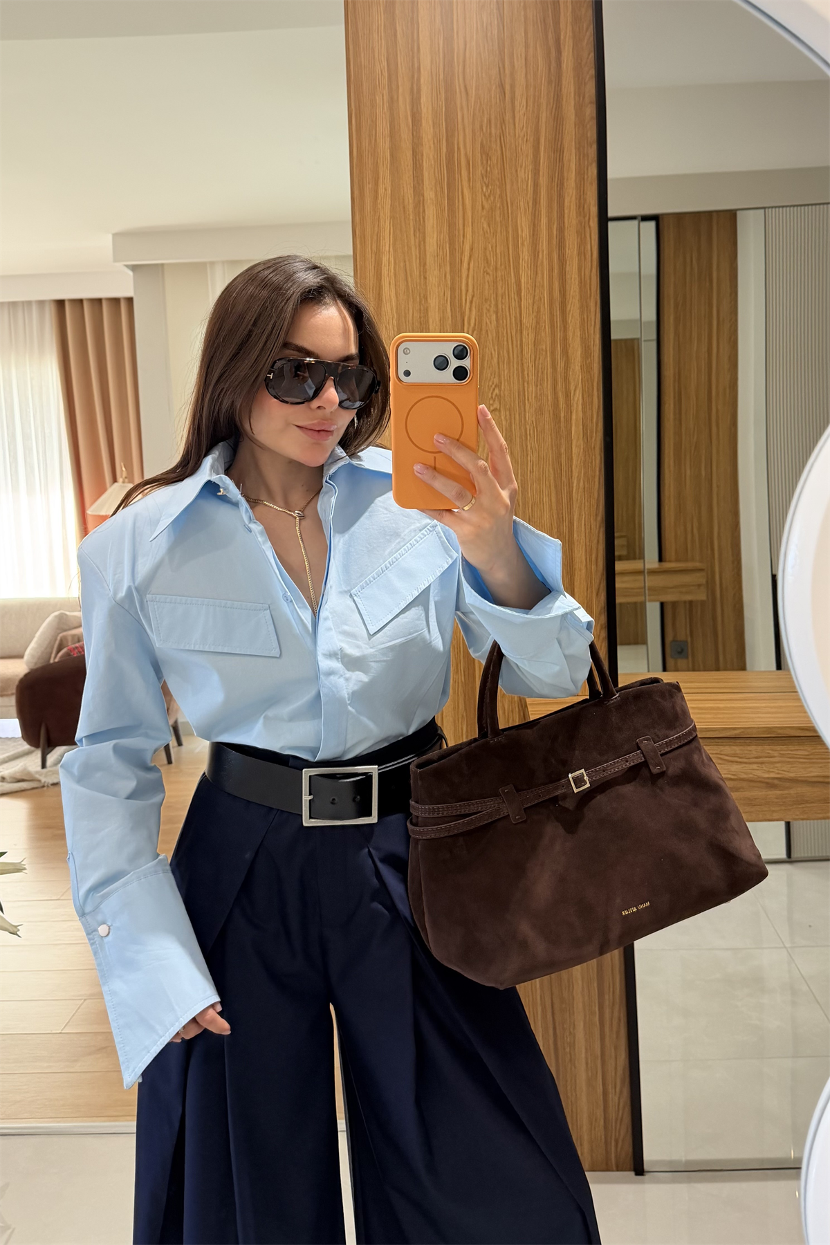 Eldora Mavi Vatkalı Gömlek