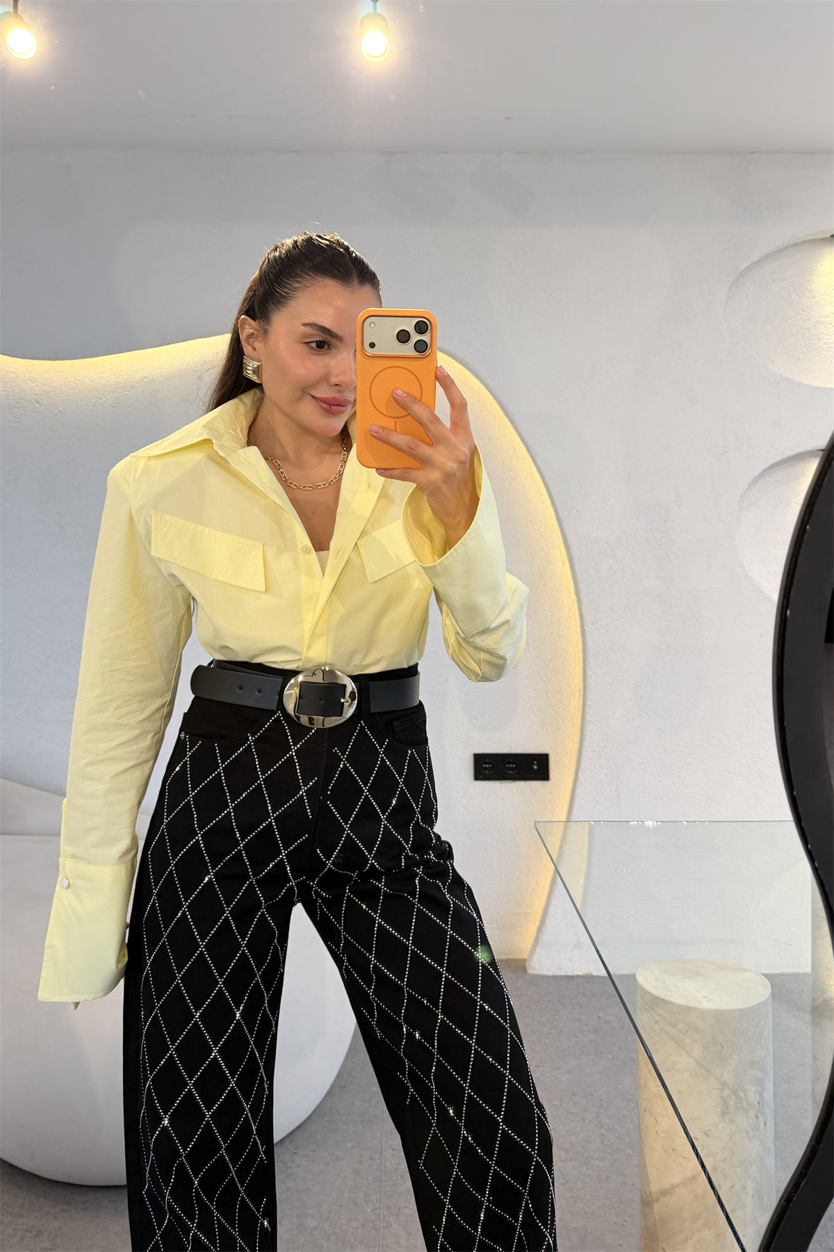 Eldora Sarı Vatkalı Gömlek