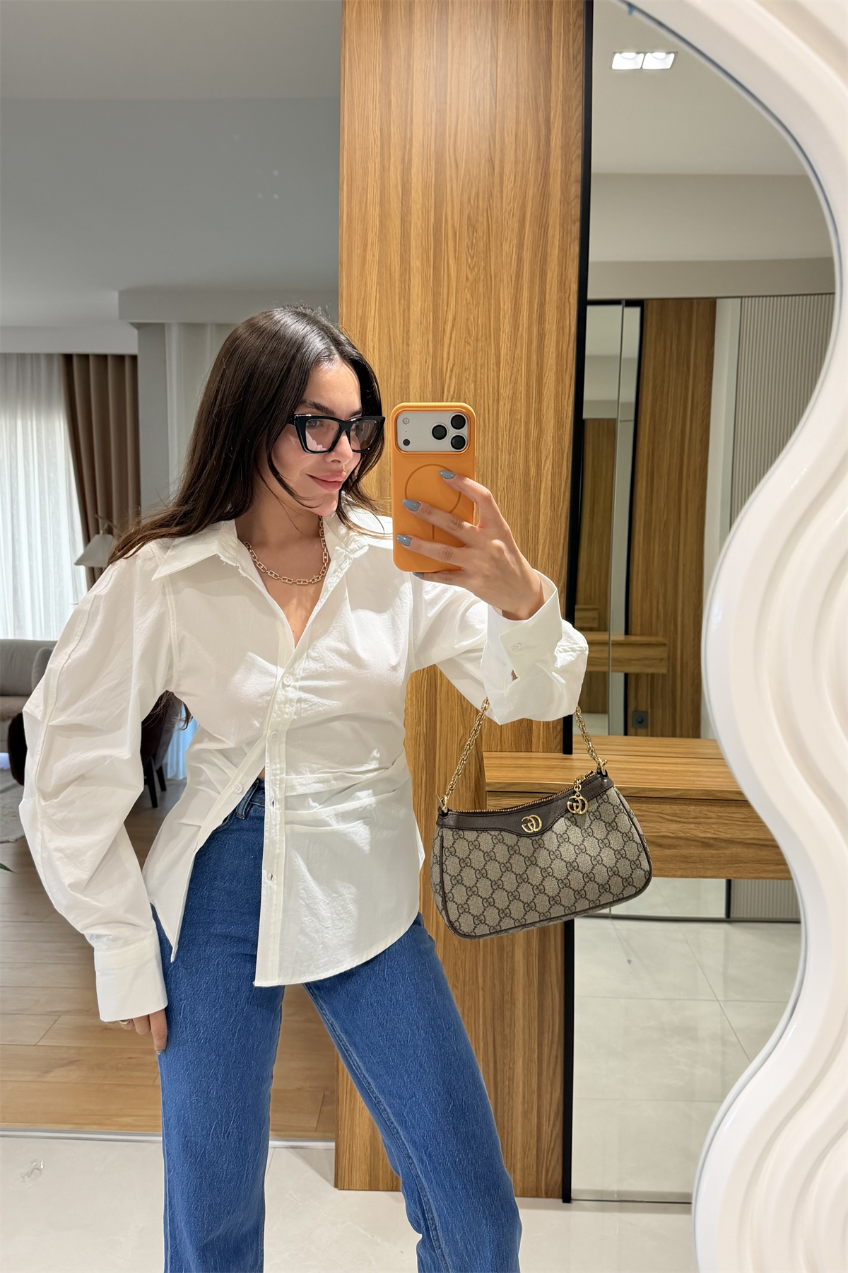 Eleni Beyaz Balon Kol Gömlek