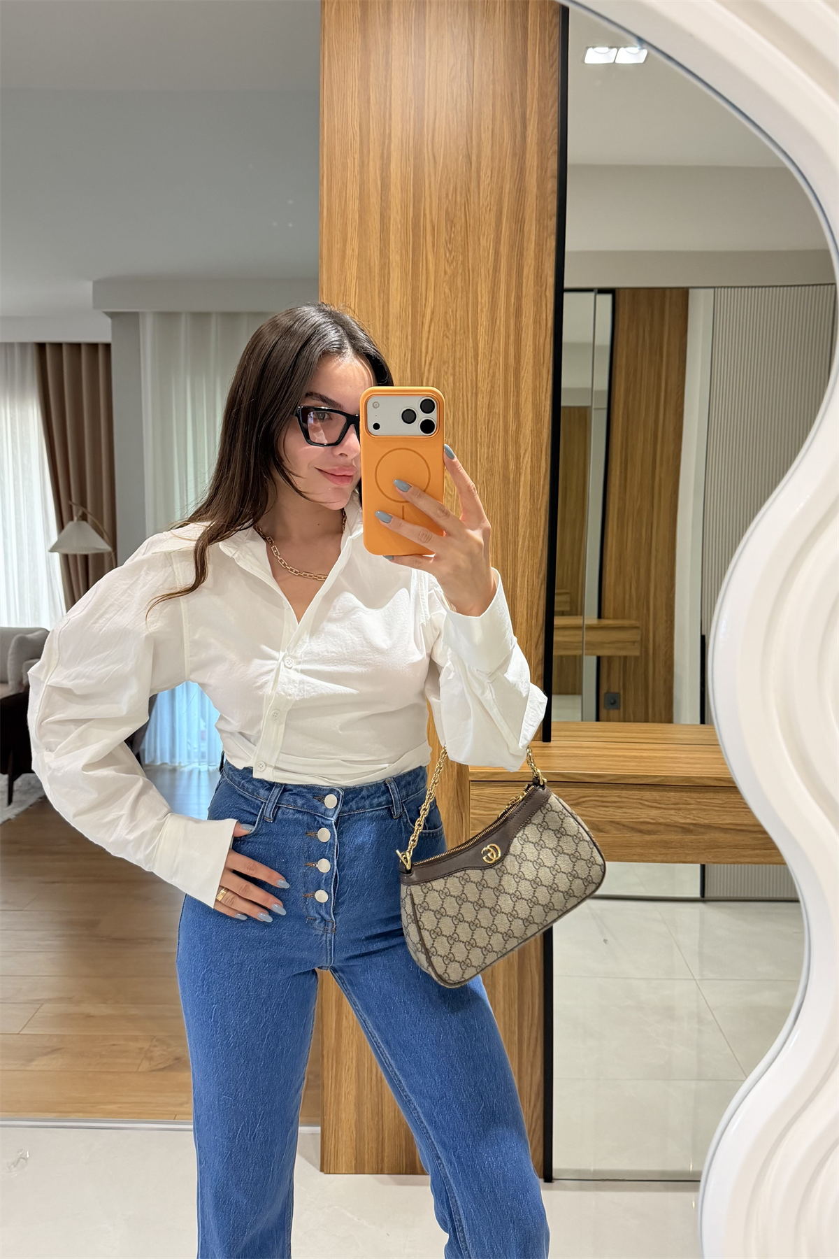 Eleni Beyaz Balon Kol Gömlek