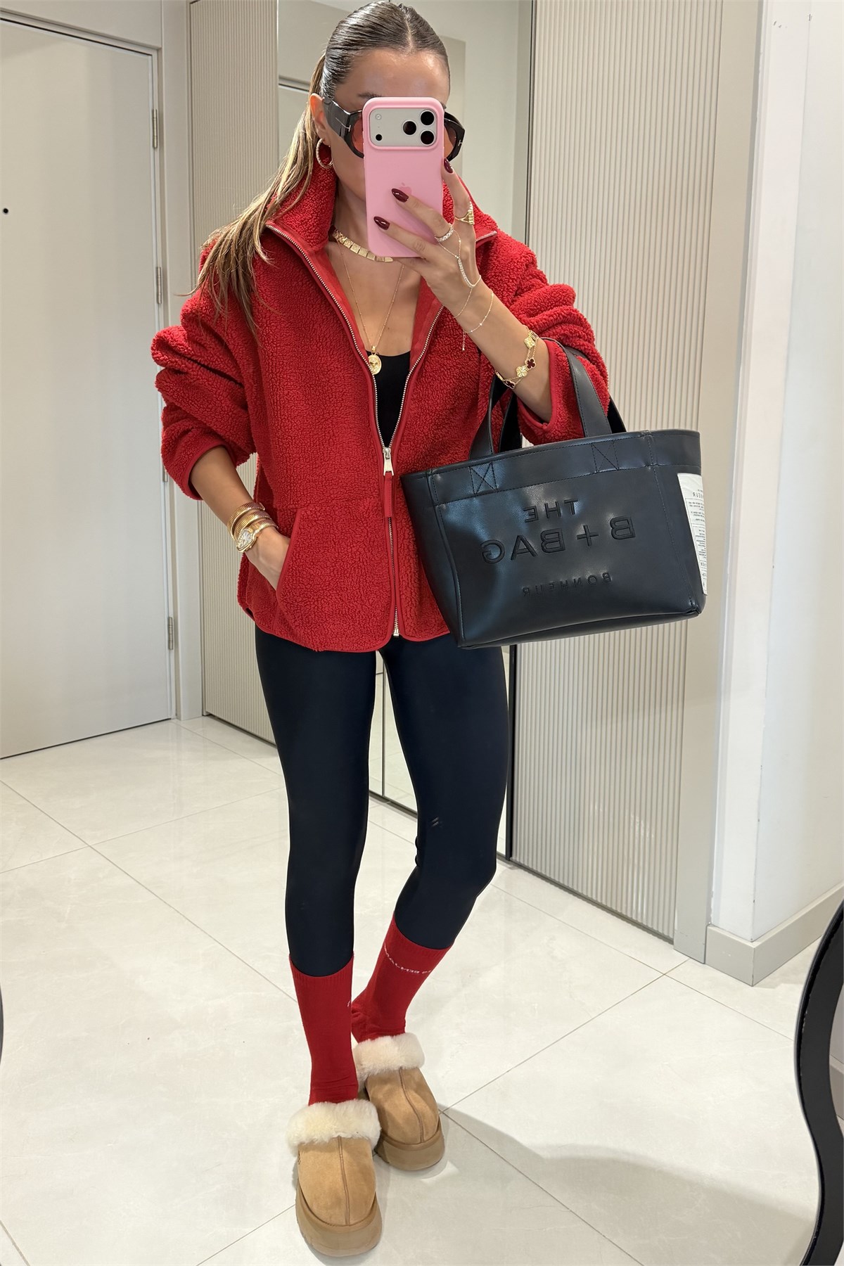 Eliana Kırmızı Teddy Fermuarlı Sweat