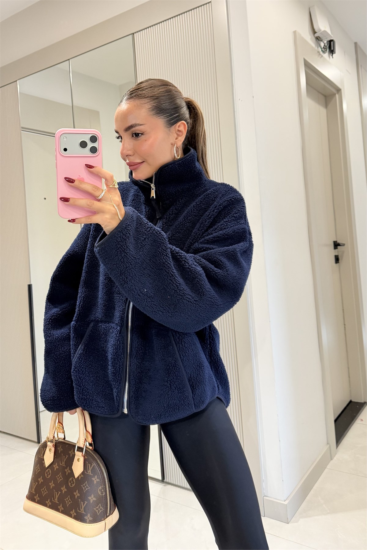 Eliana Lacivert Teddy Fermuarlı Sweat