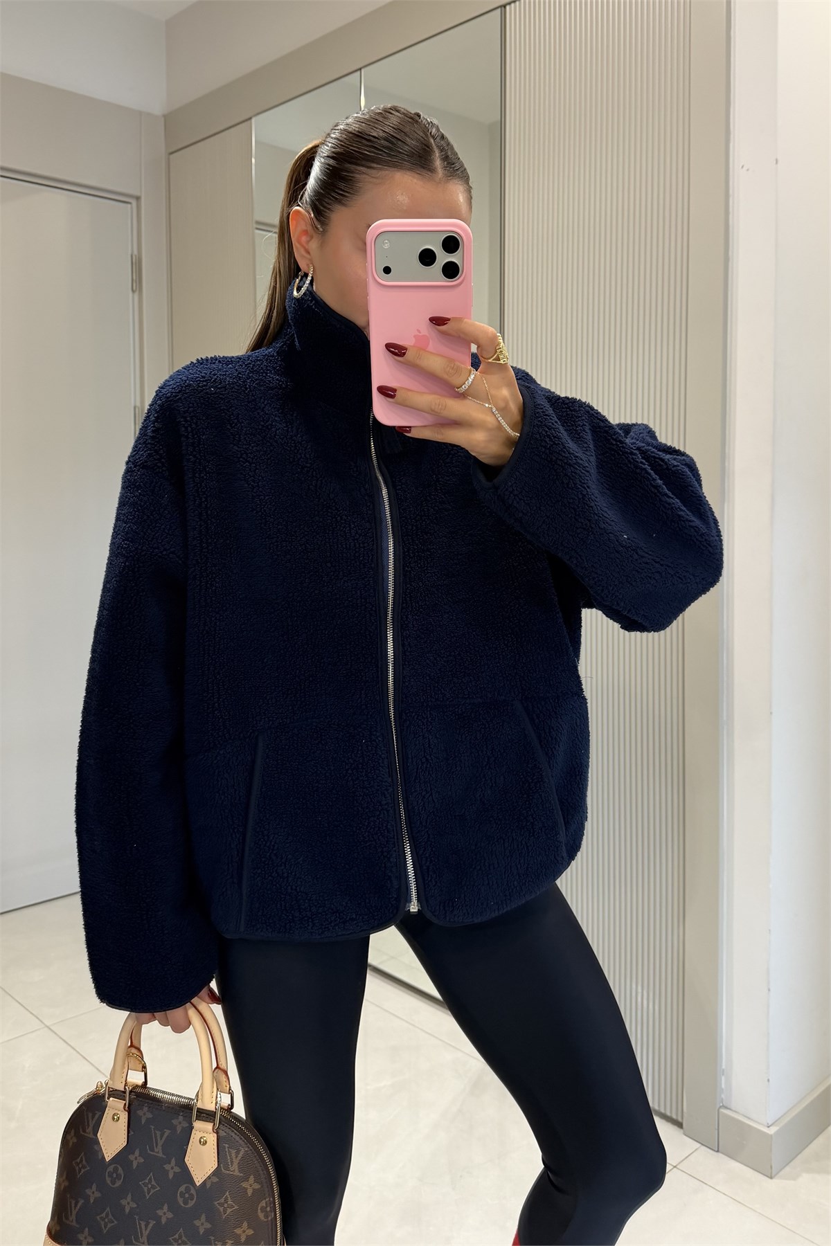 Eliana Lacivert Teddy Fermuarlı Sweat