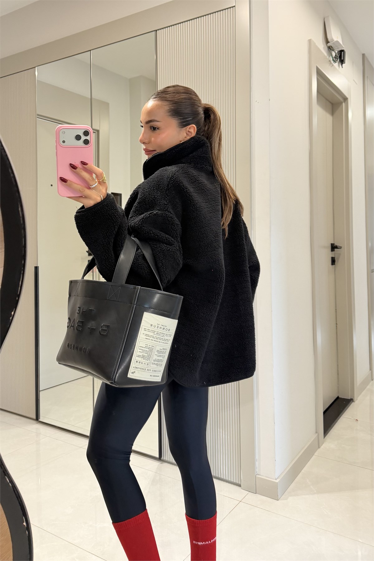 Eliana Siyah Teddy Fermuarlı Sweat