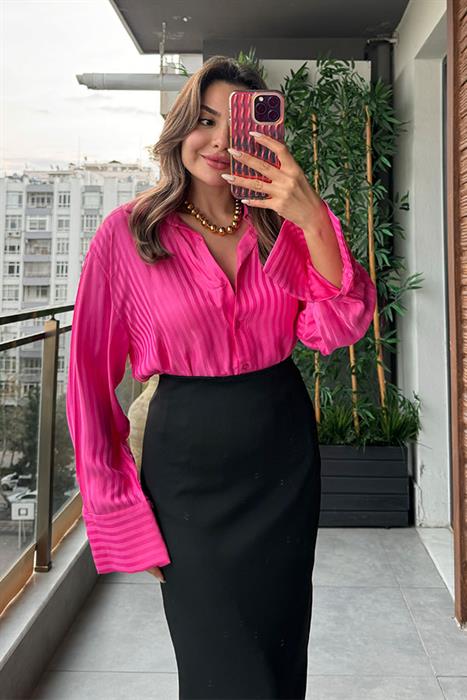 Ellary Pembe Çizgili Saten Gömlek