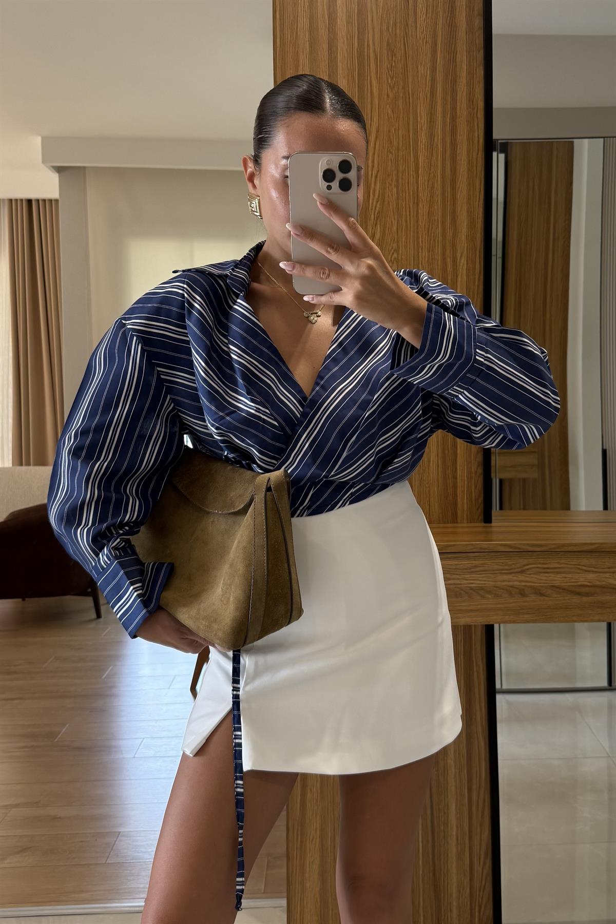 Elodie Mavi Çizgili Gömlek