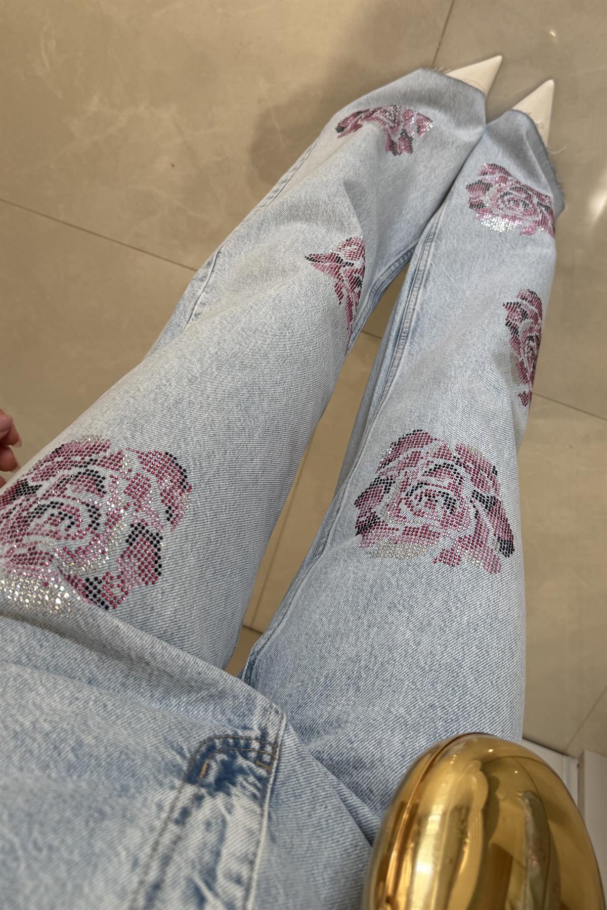 Eloura Gül Taşlı Tasarım Jean 