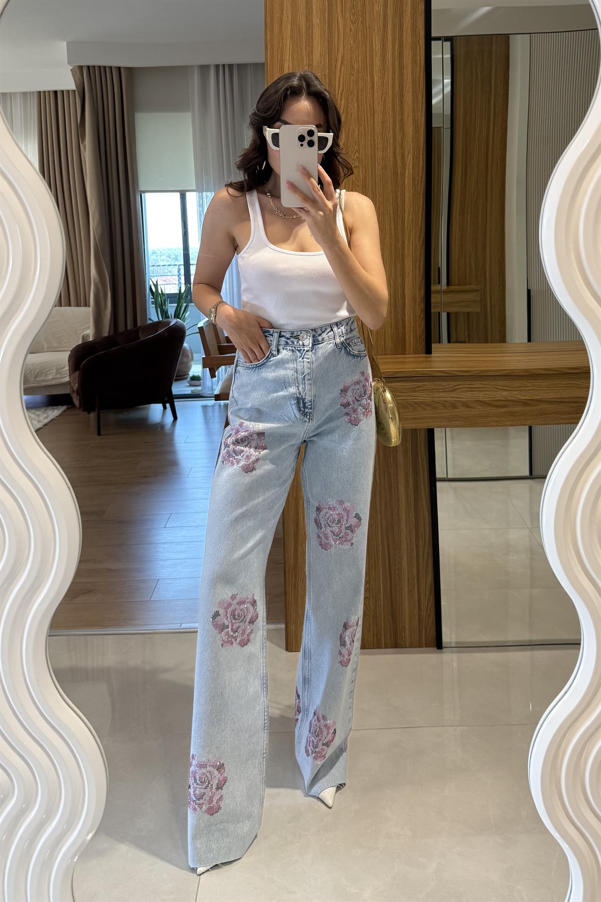 Eloura Gül Taşlı Tasarım Jean 