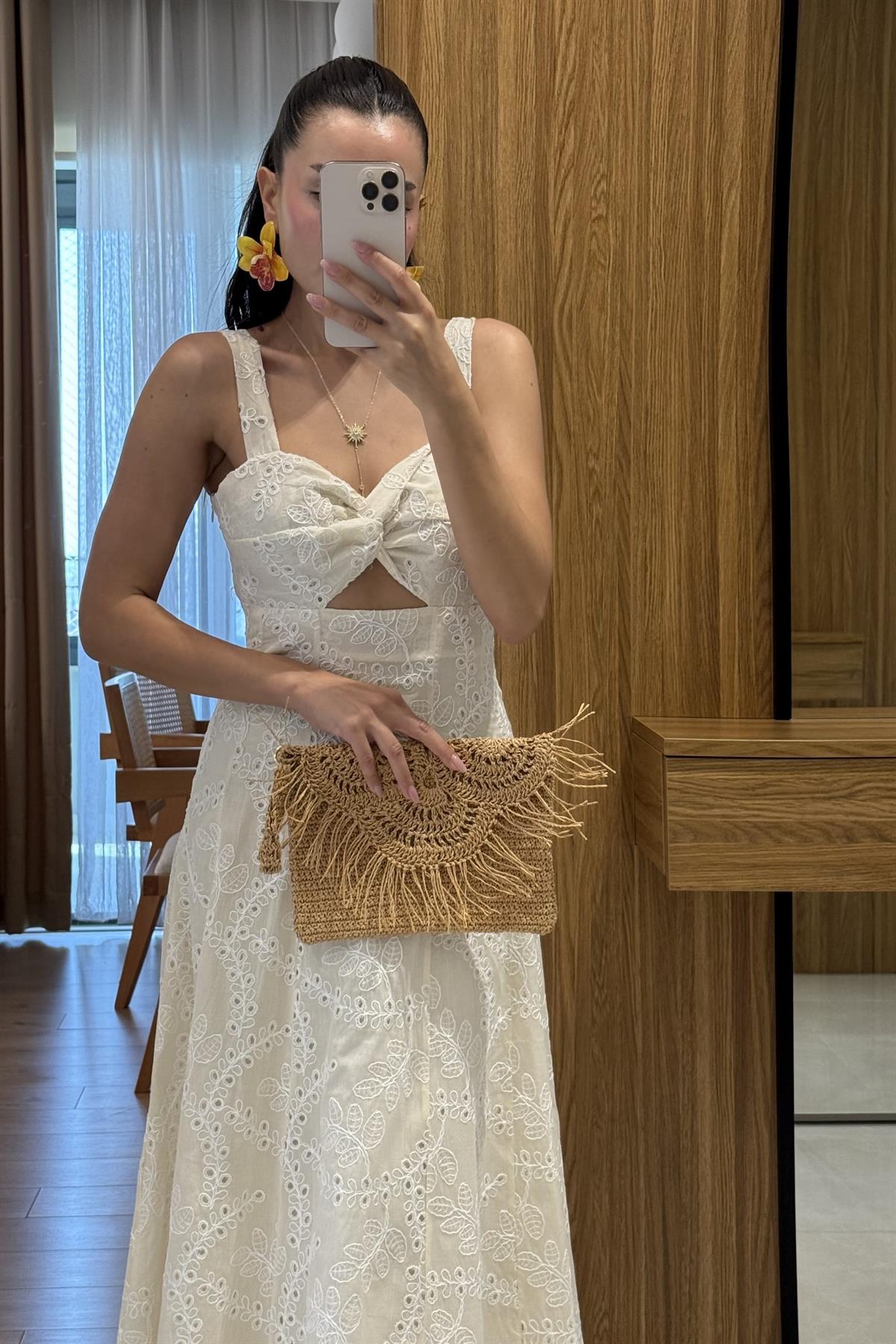 Elowen Bej Astarlı Fisto Elbise 