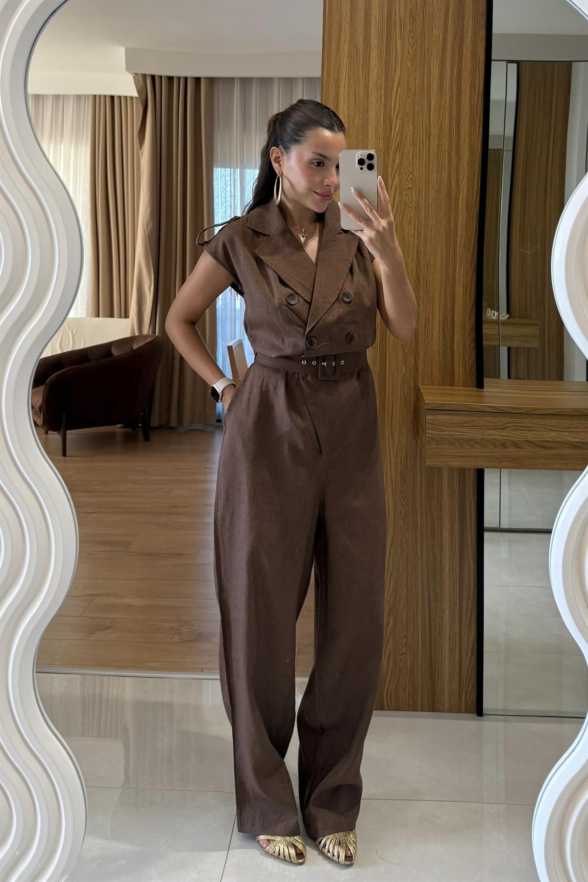 Elvis Kahve Kemerli Tulum 