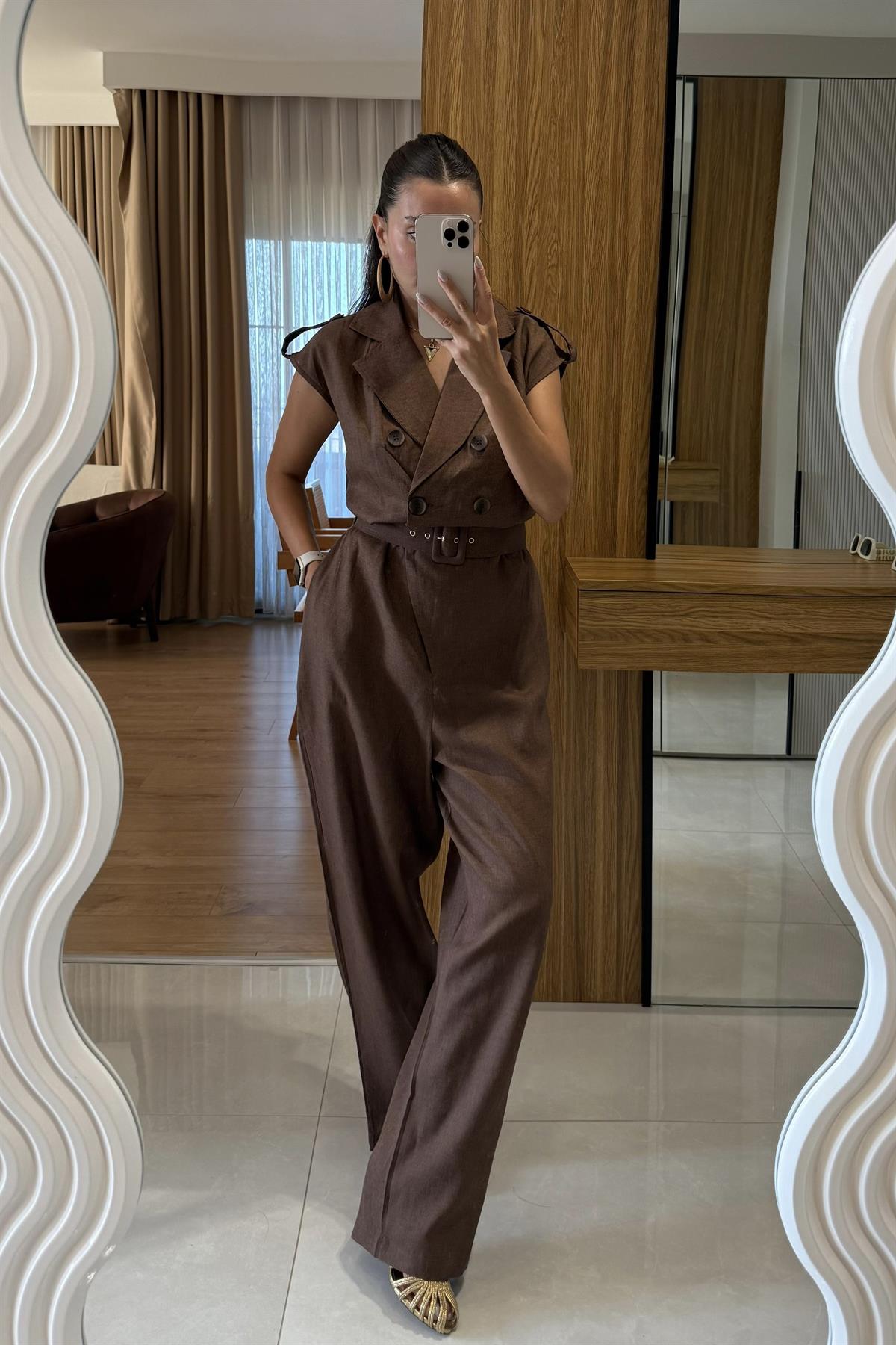 Elvis Kahve Kemerli Tulum 