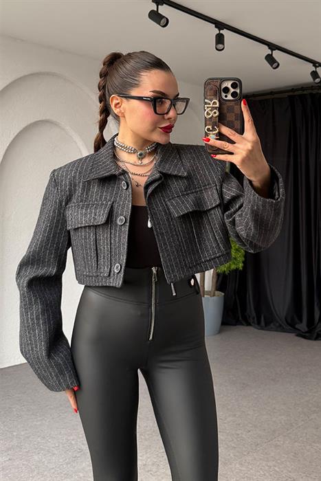 Enfield Vatkalı Kaşe Crop Ceket 