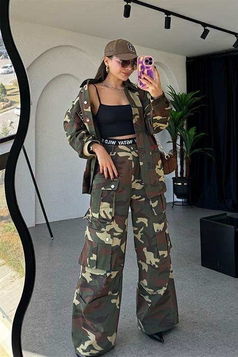 England Kamuflaj Desen Kargo Cepli Pantolon