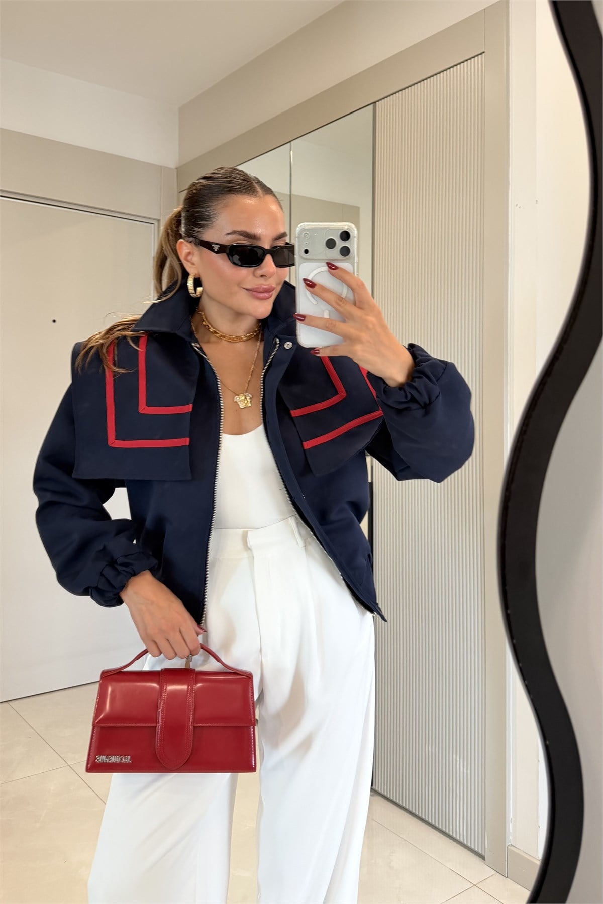 Estella Lacivert Biyeli Düğme Detaylı Tasarım Ceket