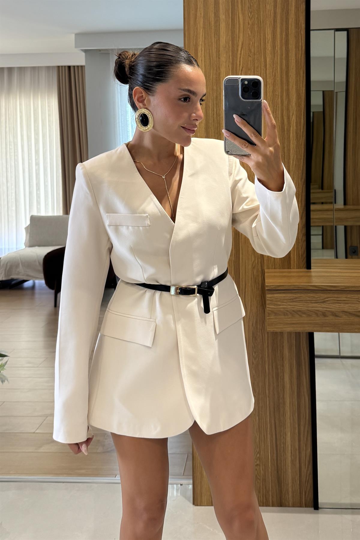 Estrella Krem Blazer Ceket