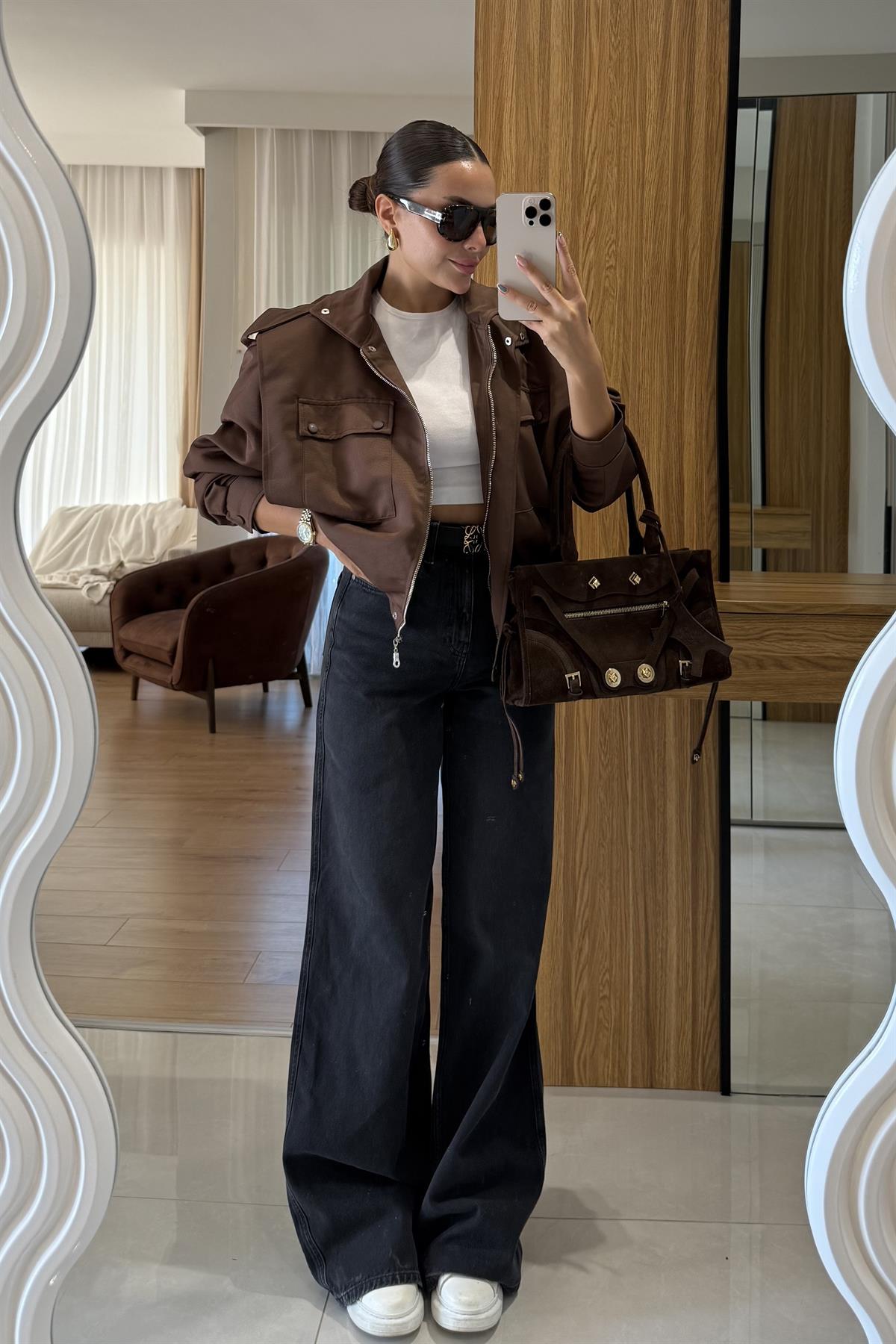 Eupen Yüksek Bel Bol Paça Siyah Jean