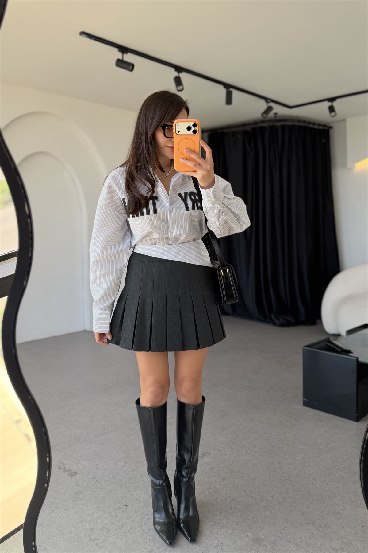 Everything Bel Detaylı Pileli Şort Etek