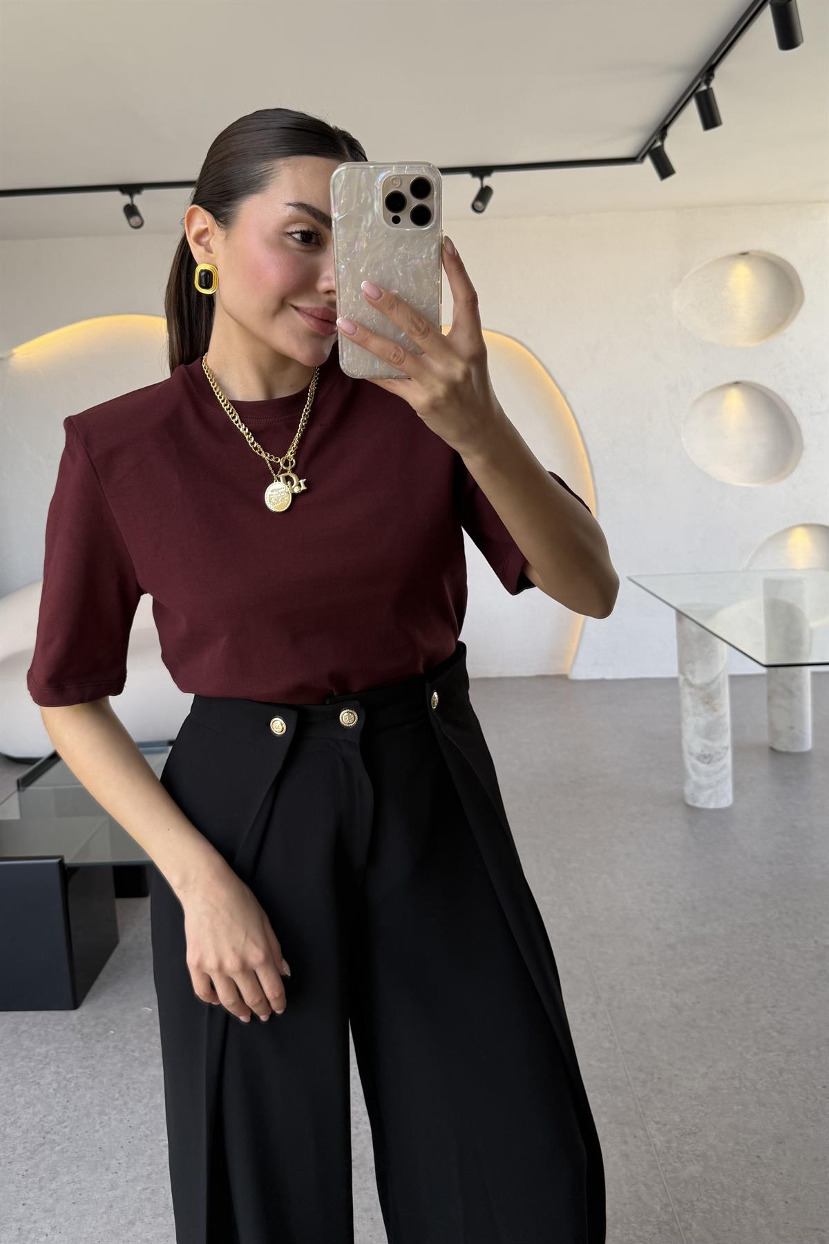 Eward Bordo Vatkalı Tshirt 