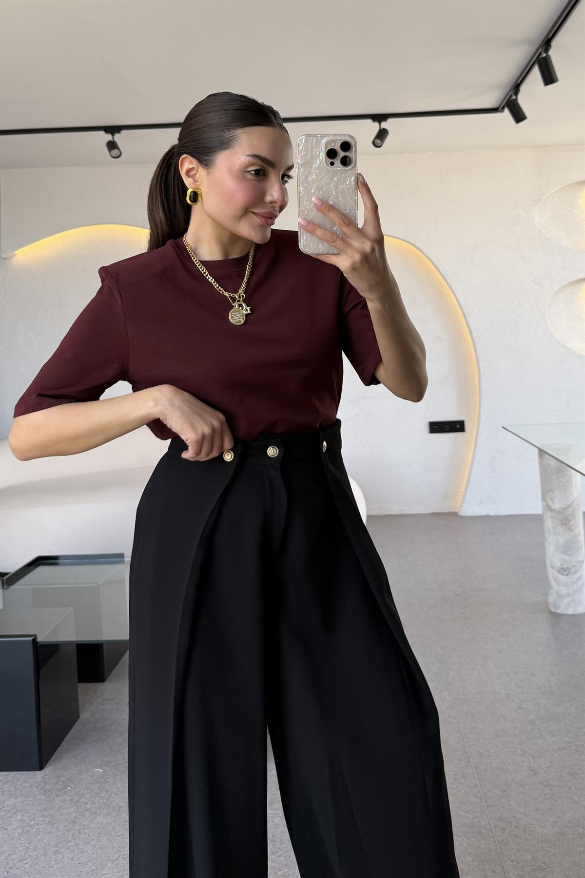 Eward Bordo Vatkalı Tshirt 