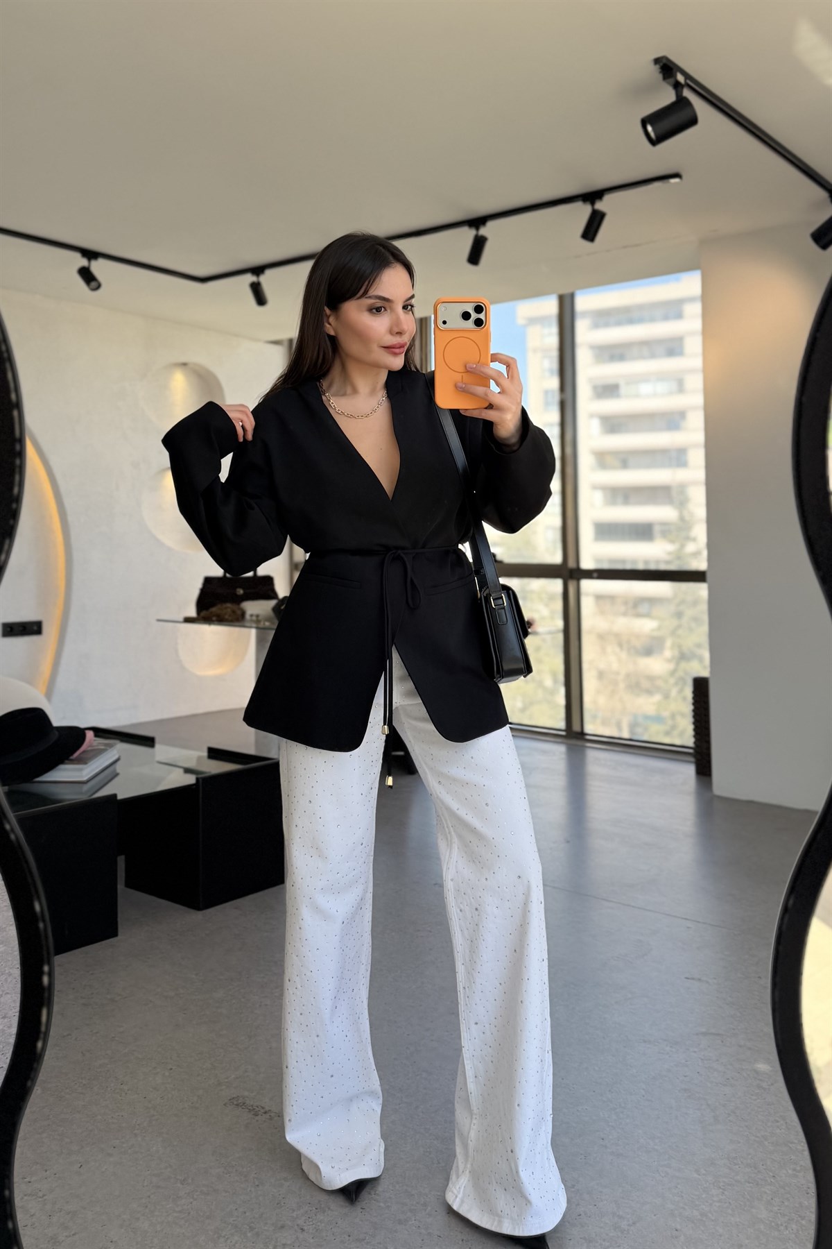 Exeter Beyaz Taşlı Palazzo Jean