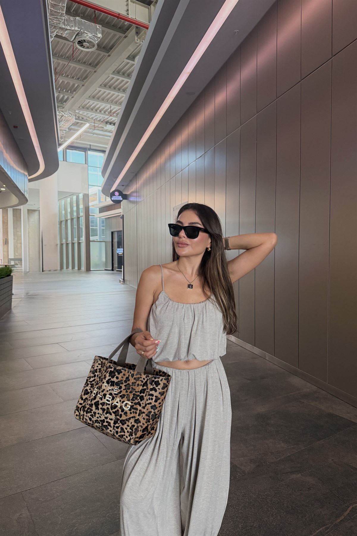Famax Bej Premium Şalvarlı Modal Takım