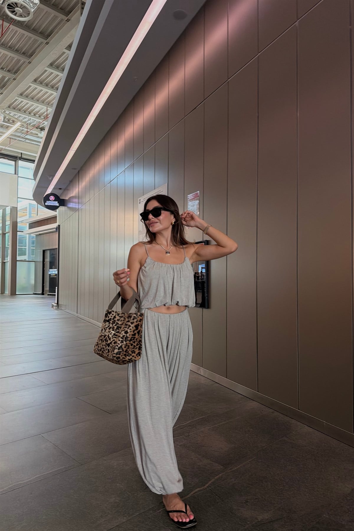 Famax Bej Premium Şalvarlı Modal Takım