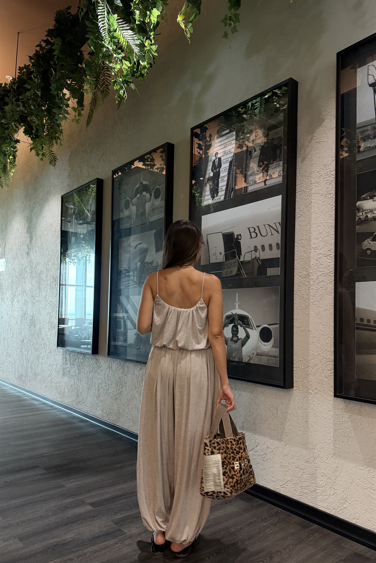 Famax Bej Premium Şalvarlı Modal Takım