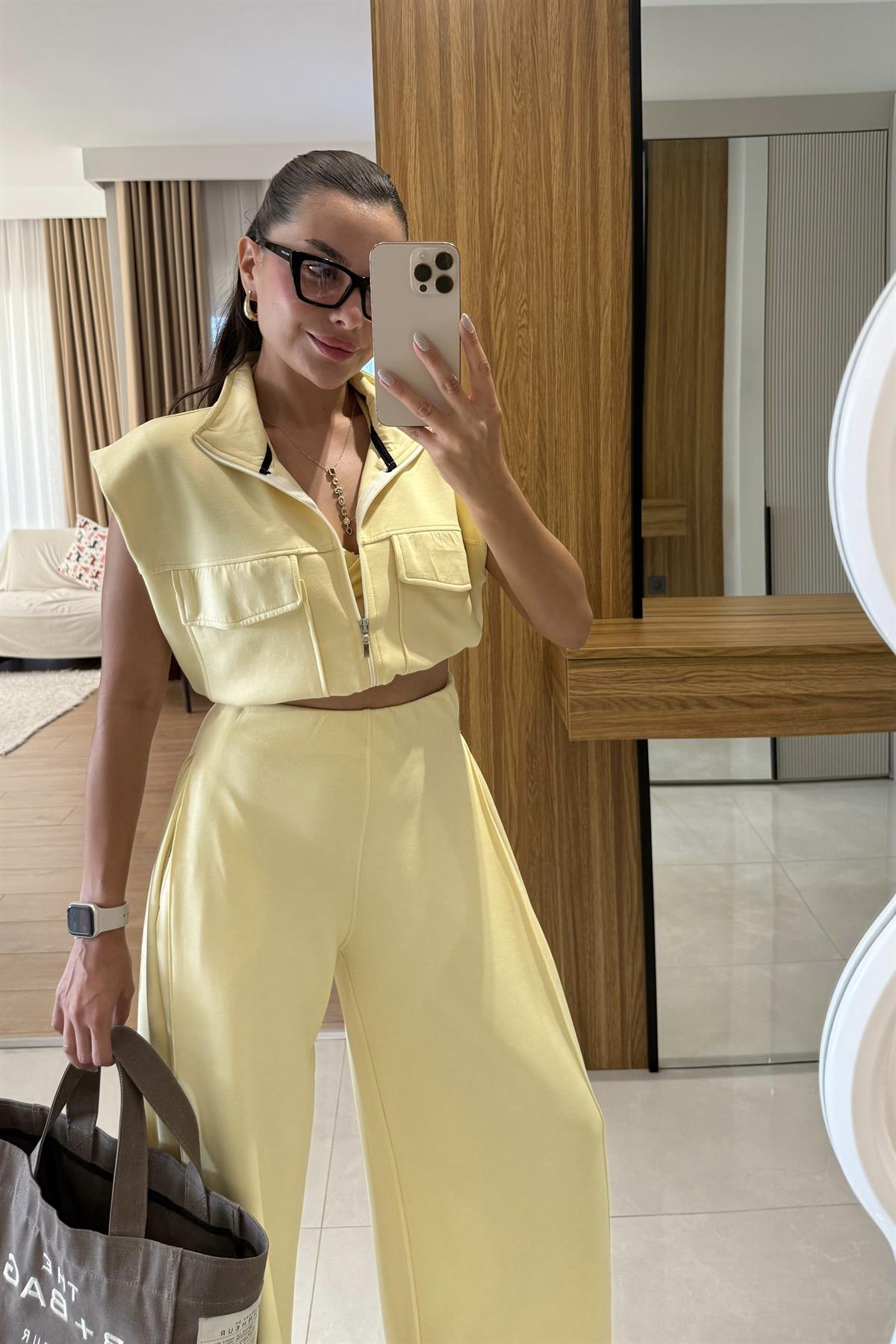 Fauna Sarı Modal Cep Detaylı Takım