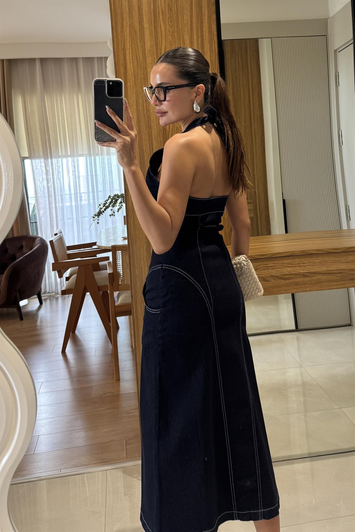 Feeling Fermuarlı Denim Elbise