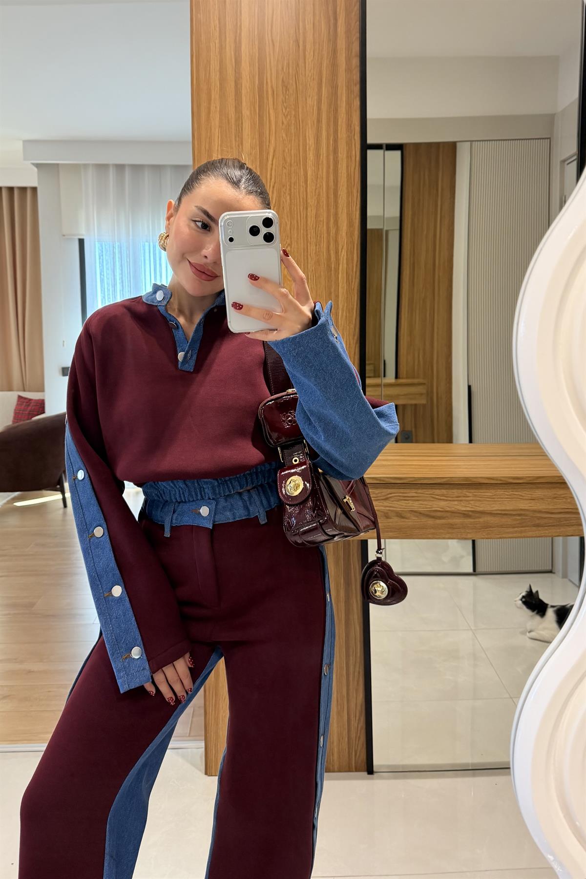 Felicity Bordo Kot Karışımlı Şardonlu Takım