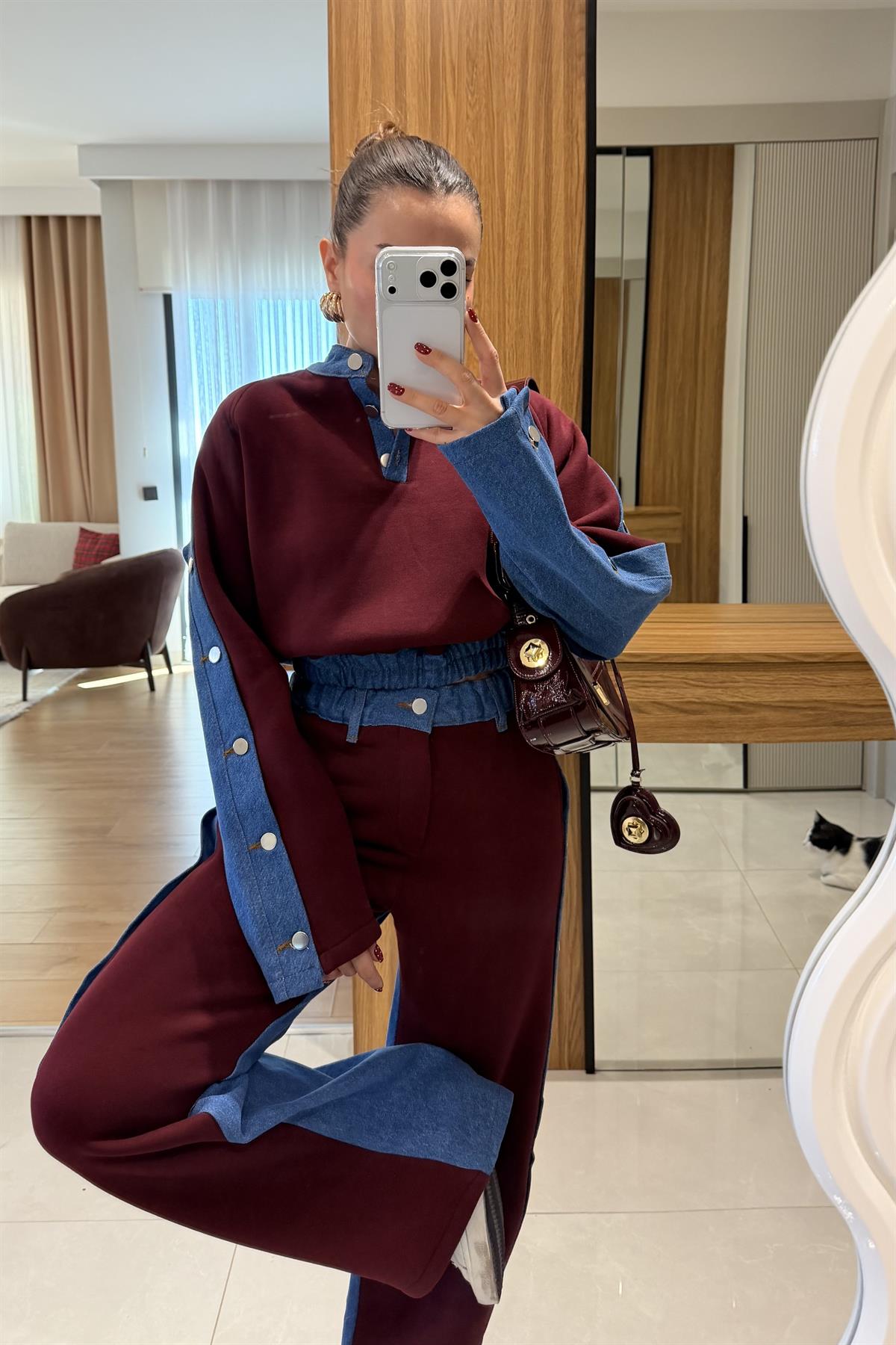 Felicity Bordo Kot Karışımlı Şardonlu Takım