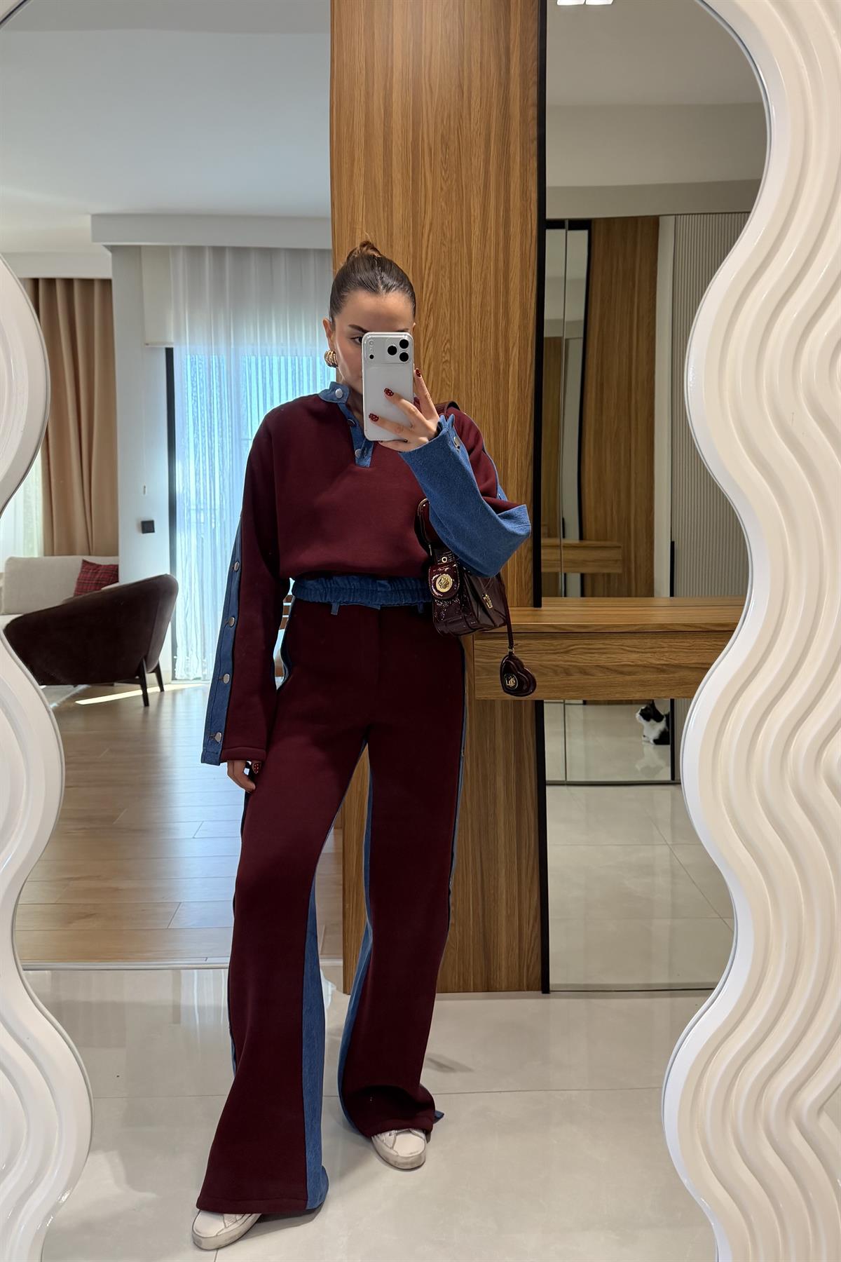 Felicity Bordo Kot Karışımlı Şardonlu Takım