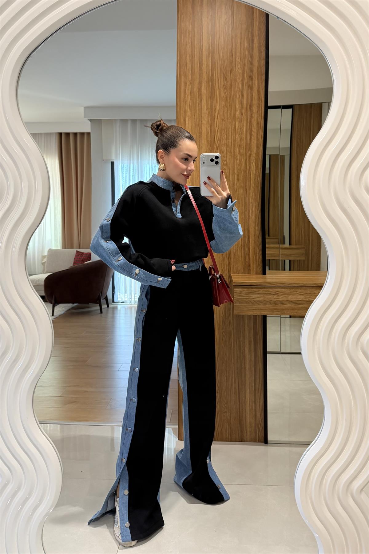Felicity Siyah Kot Karışımlı Şardonlu Takım